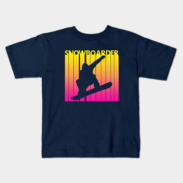 Vintage Retro Snowboarding Gift Kids T-Shirt by GWENT